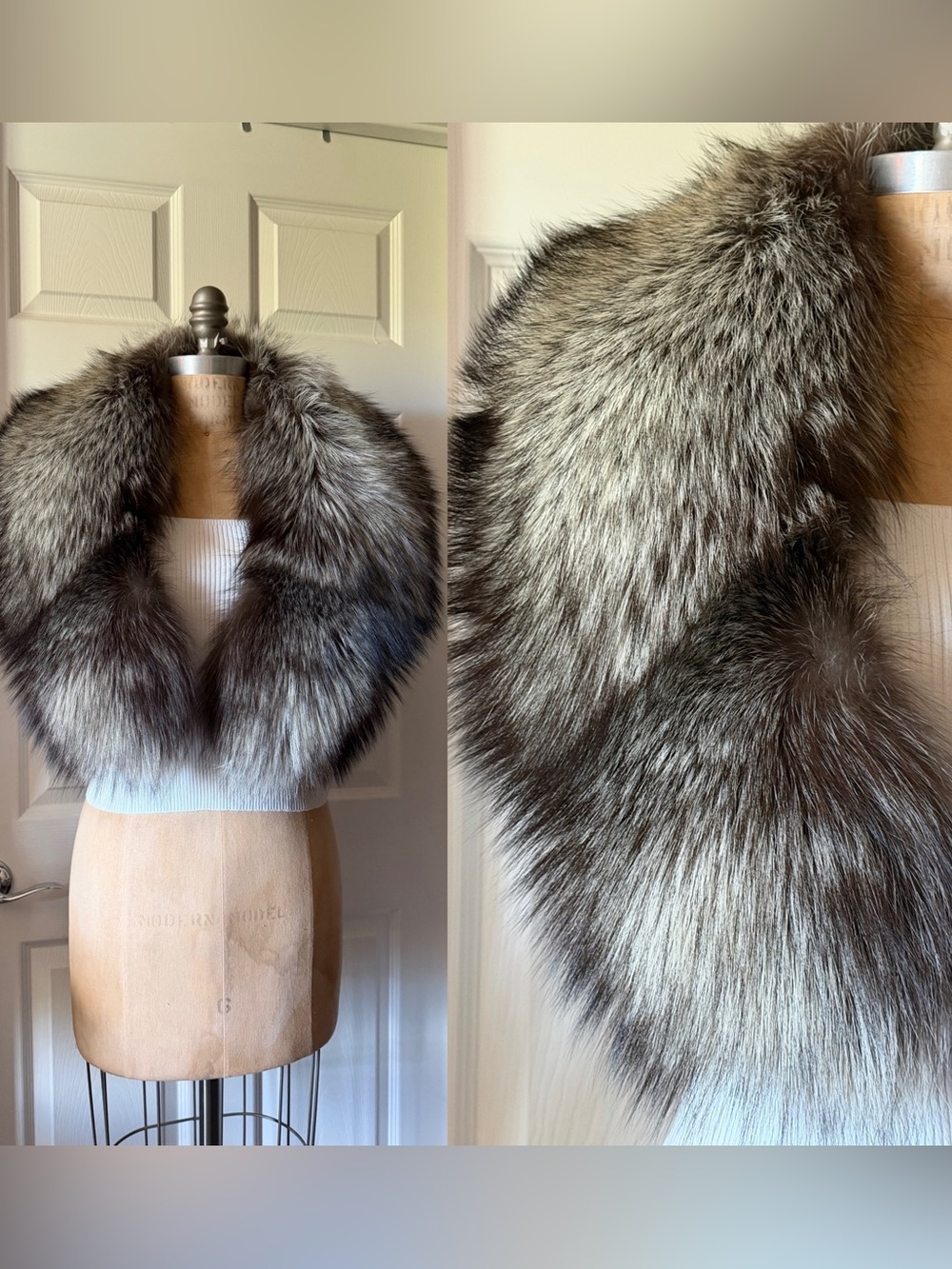 ♥️ Luxury Grey Fox Fur Stole - Classic Women’s Accessory Saga Fox